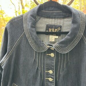 Live A Little XL Denim Jacket with Decorative Metal Buttons